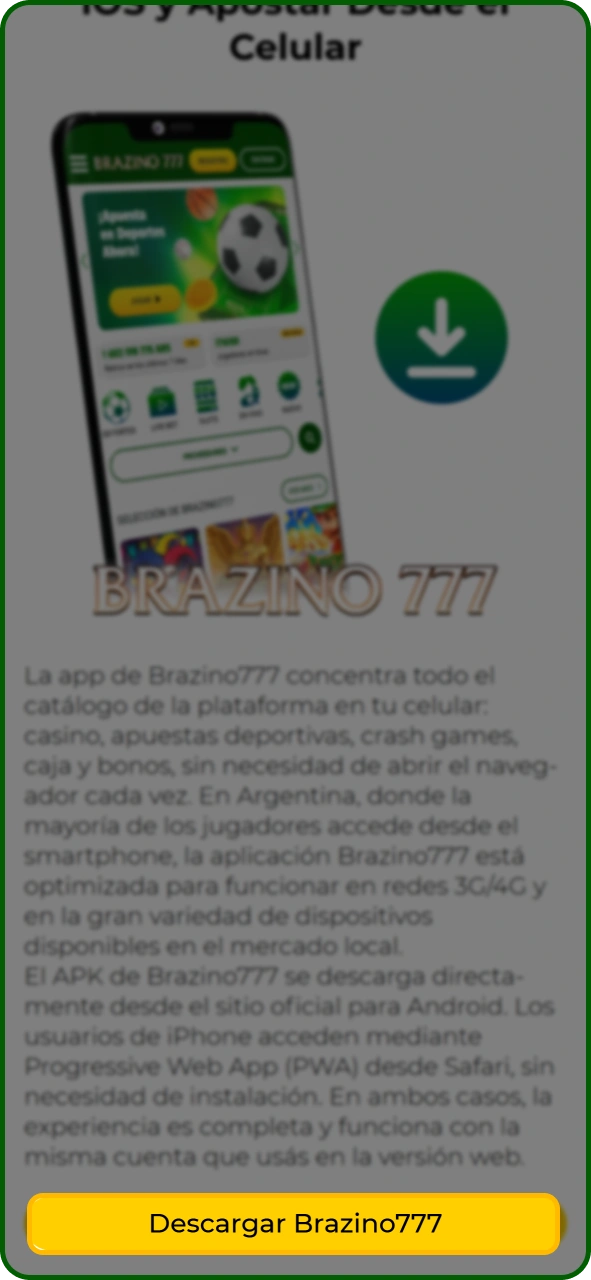 Pulsa este botón para obtener la aplicación de Brazino777 para Android.