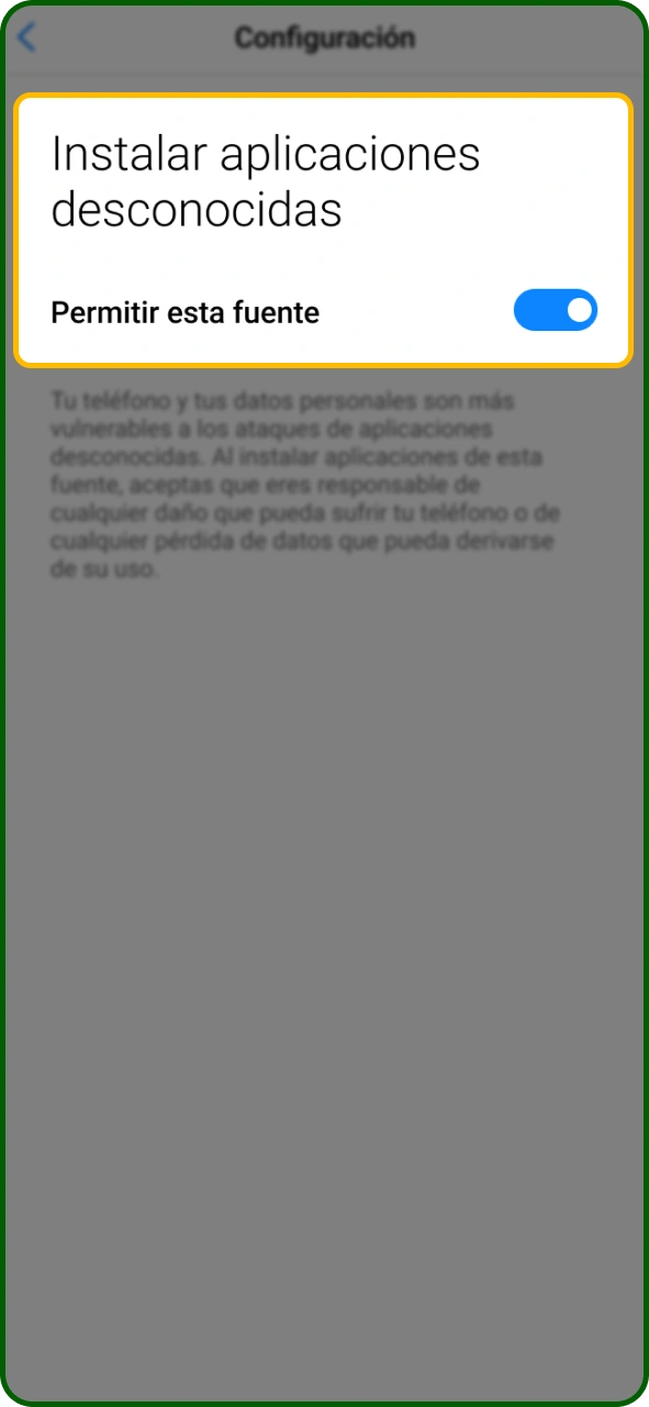 Permite la instalación de la aplicación Brazino777 en la configuración de tu Android.