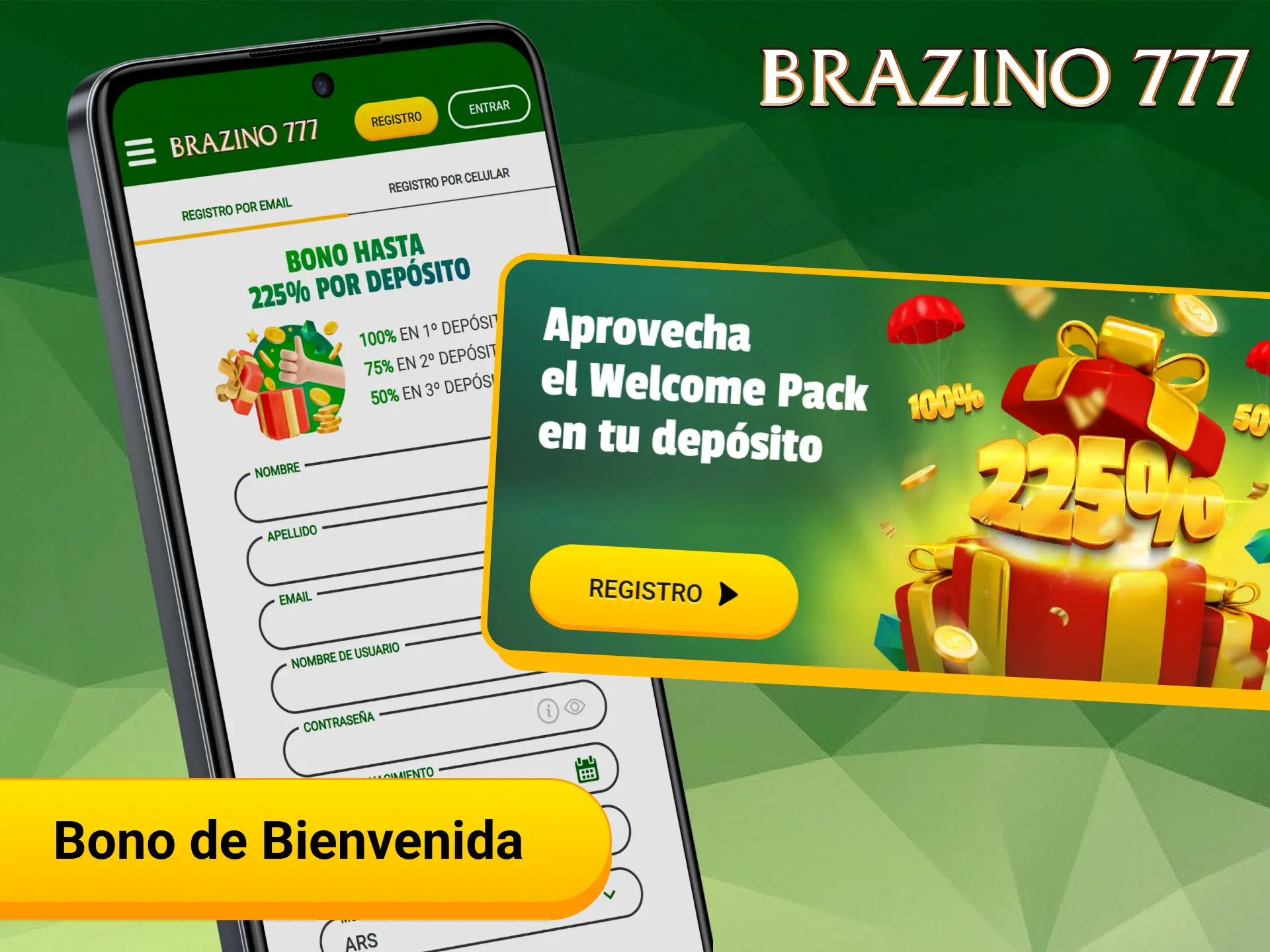 Reclama el bono de bienvenida al registrarte en la app Brazino777 Argentina.