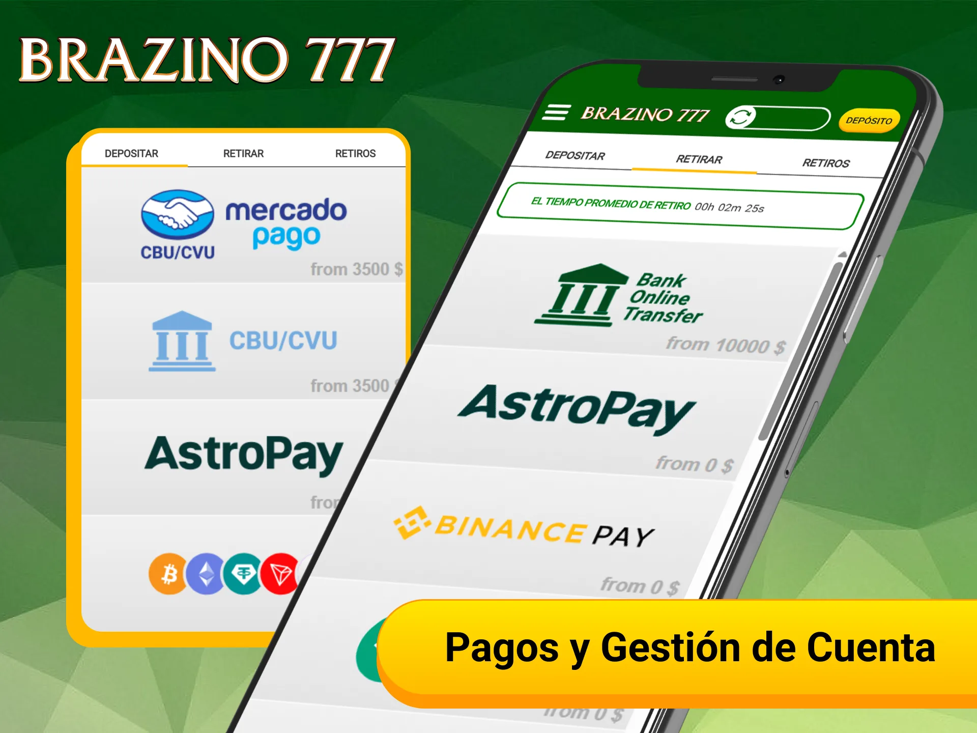 Gestiona tus depósitos y retiros de cuenta en la app de Brazino777.