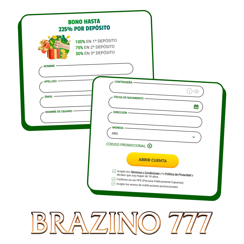 Crea una cuenta rápidamente y empieza a apostar ya mismo en Brazino777.